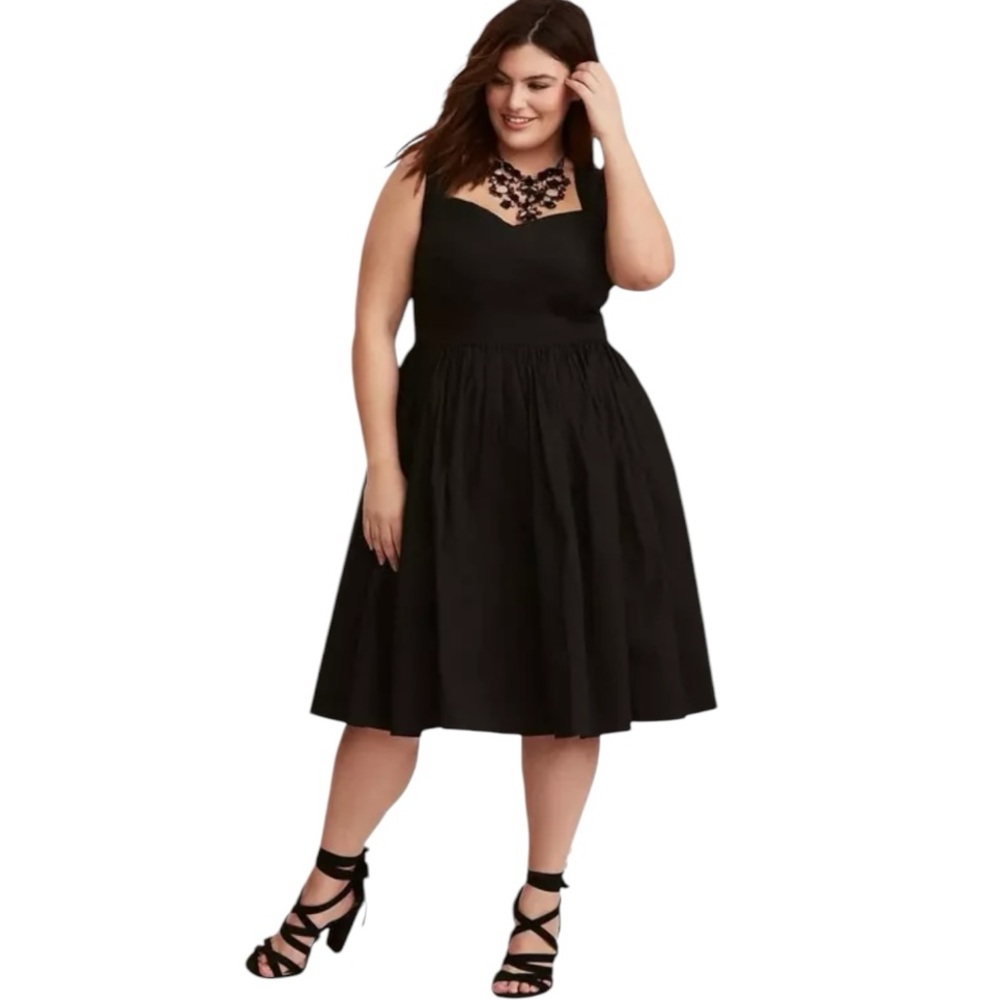 torrid Black Fit-and-Flare Midi Dress